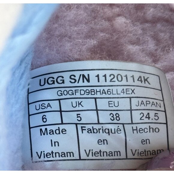 UGG W FLUFF YEAH SLIDE Slippers Cali Collage Women's 6 Pink Blue White Stripe - Picture 5 of 11